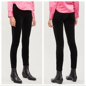 MOTHER Looker Ankle Skinny Jeans Black Velvet